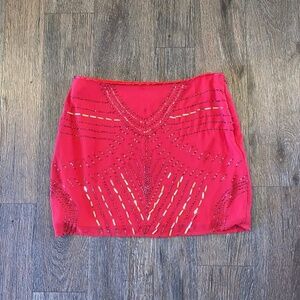 Bee Stitched size small red embellished skirt holiday New Year Christmas